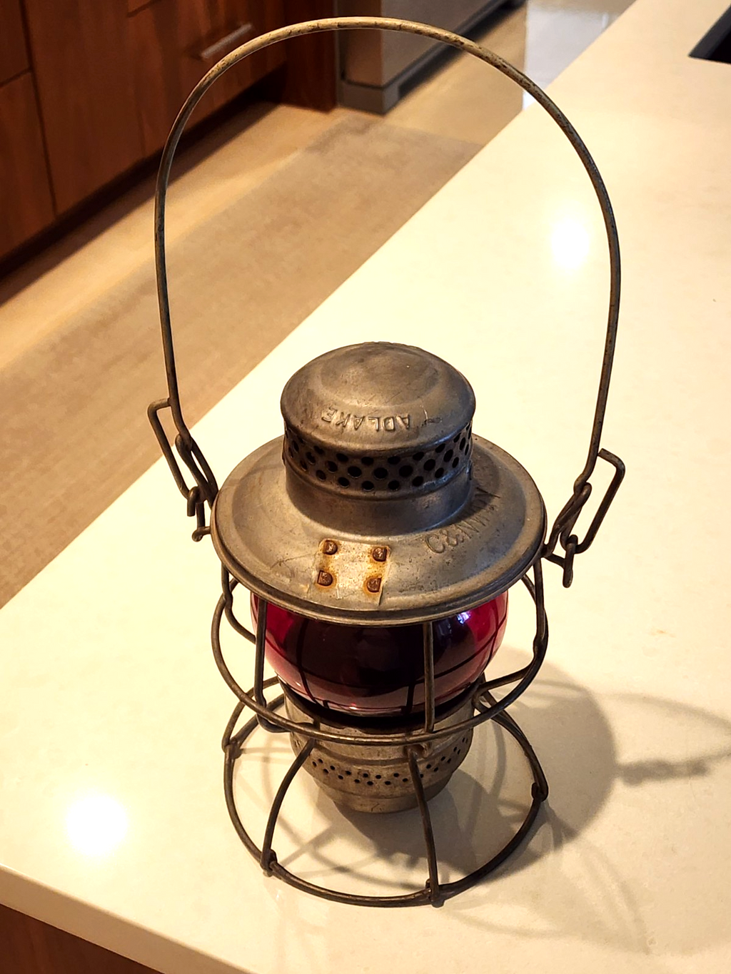 Vintage C&NWRY Excellent Adlake Kero Lantern Red Globe