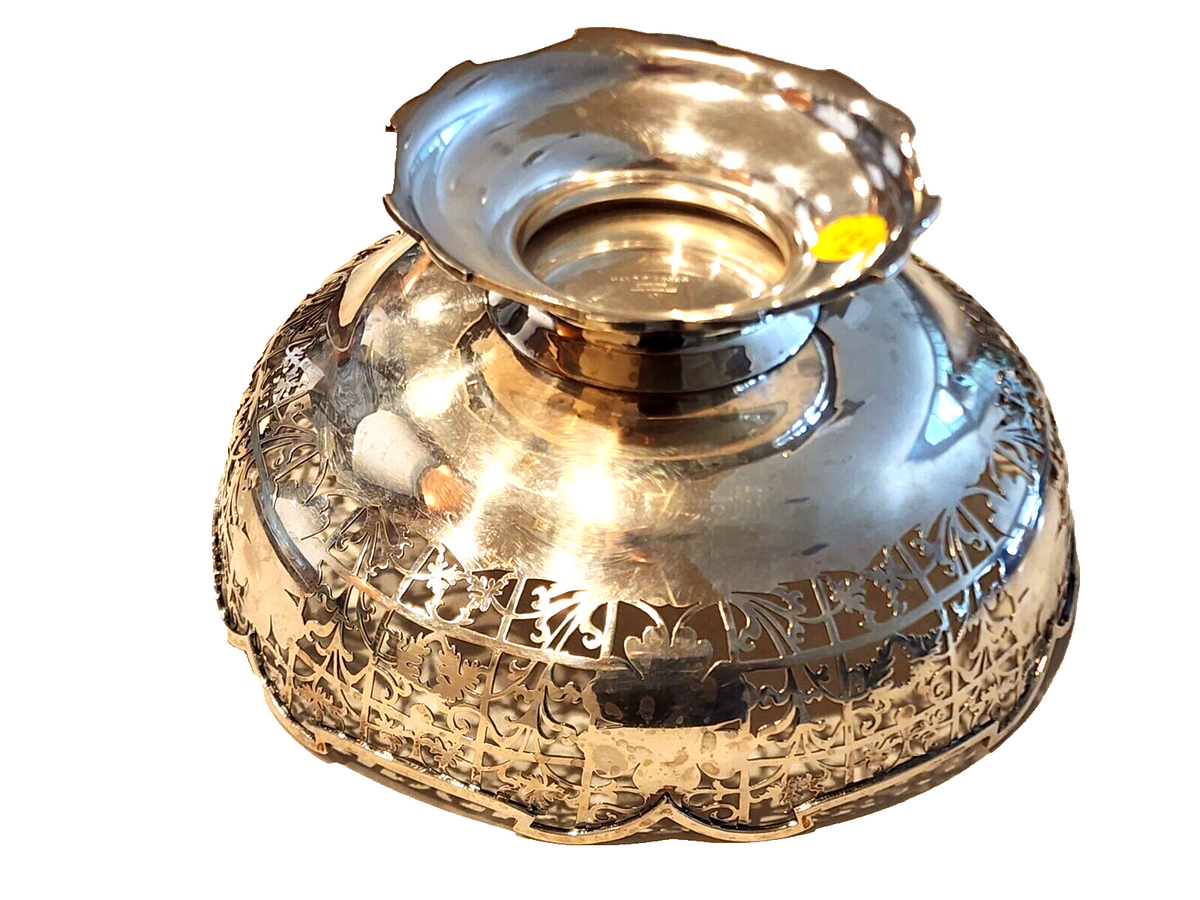 Emile Viner of Sheffield Footed Sterling Silver  Hand Pierced Fruit Bowl