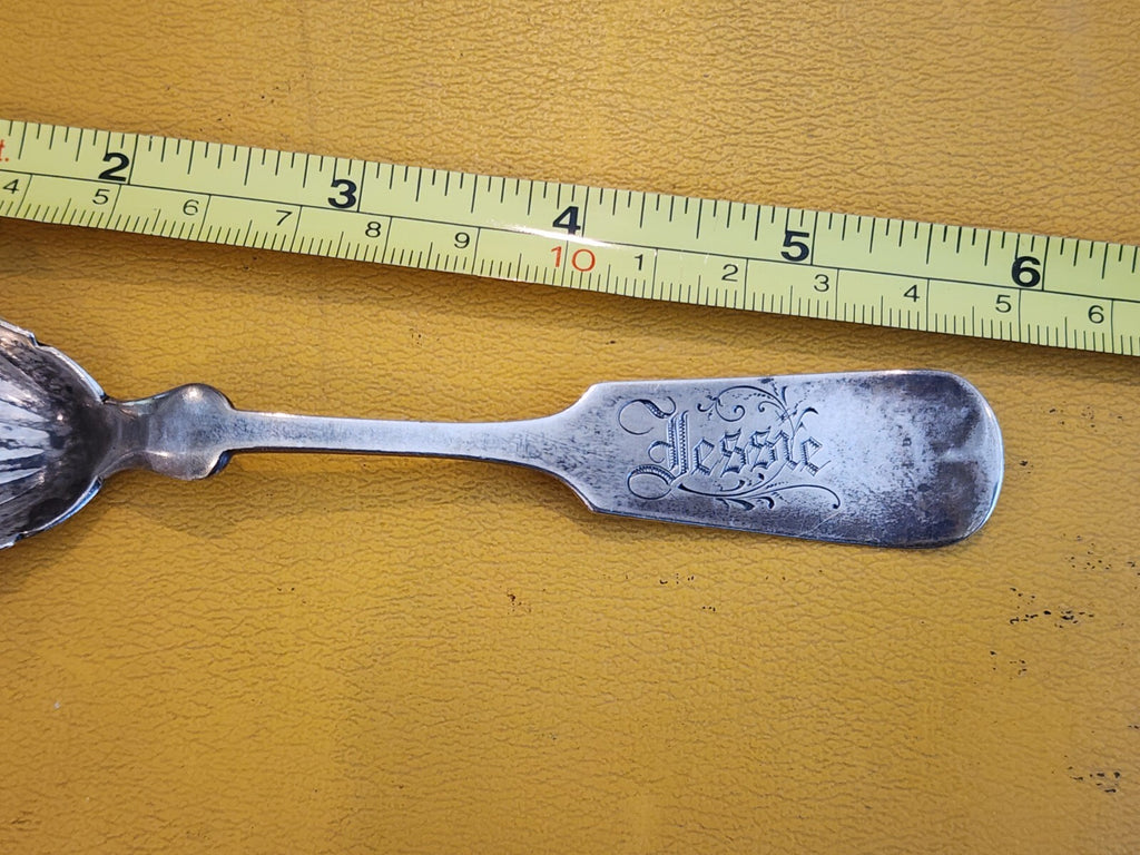 Wood & Hughes Sterling Shell TEASPOON 5 3/4" Jessie Monogram