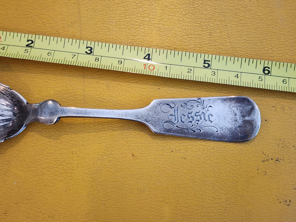 Wood & Hughes Sterling Shell TEASPOON 5 3/4" Jessie Monogram