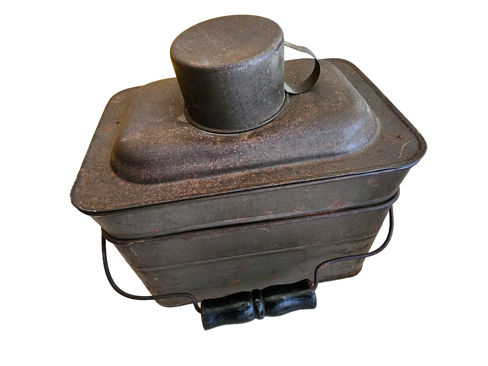 Antique Miners Railroad Metal Lunchbox Complete HTF VGC