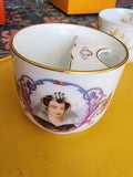 Antique Victorian Lady Portrait Hand Painted Mustache Cup Porcelain Rare