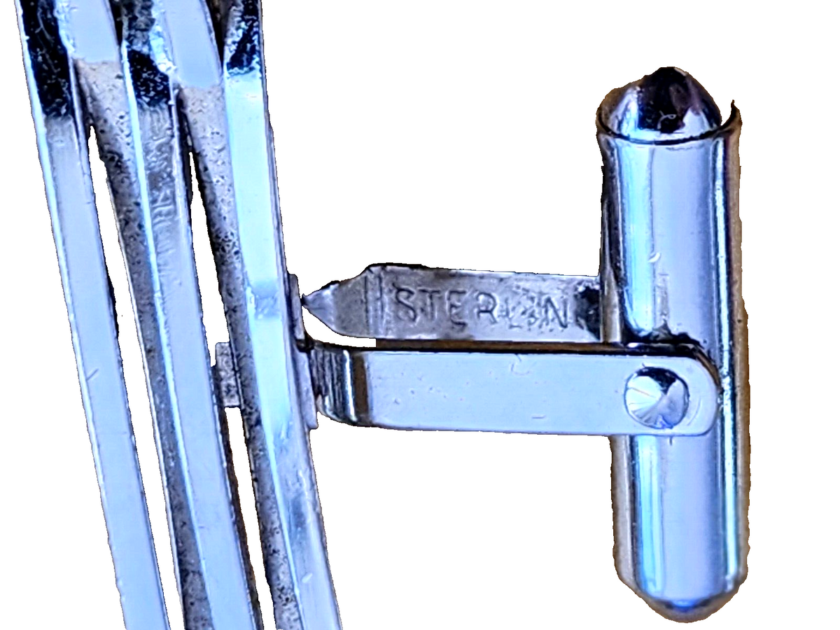Midcentury Sterling SCufflinks Bar Men's Accessories Suit Business Formal