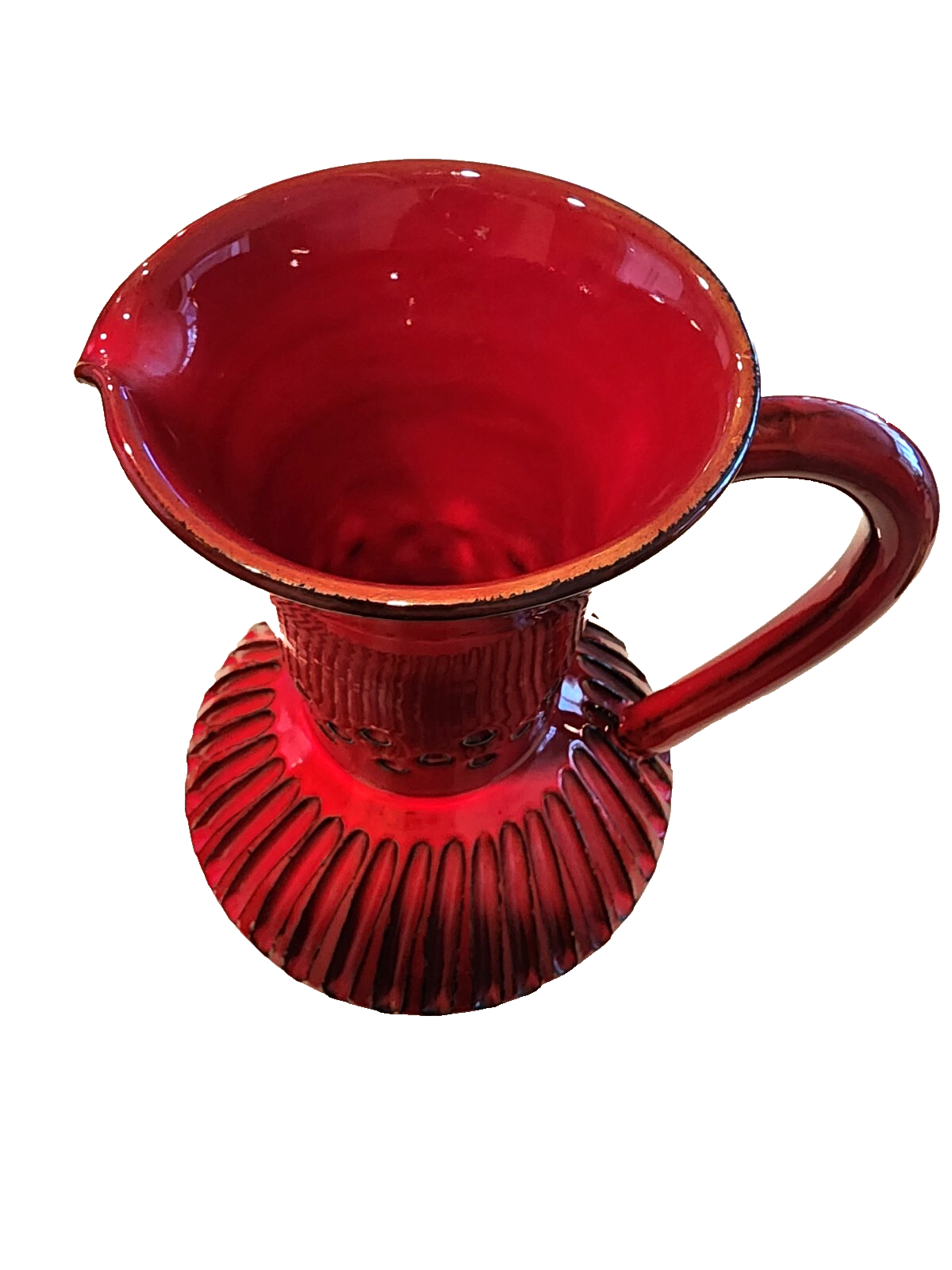 Rosenthal Netter Ceramic Pitcher Red Italian Vintage Signed with Handle 10"