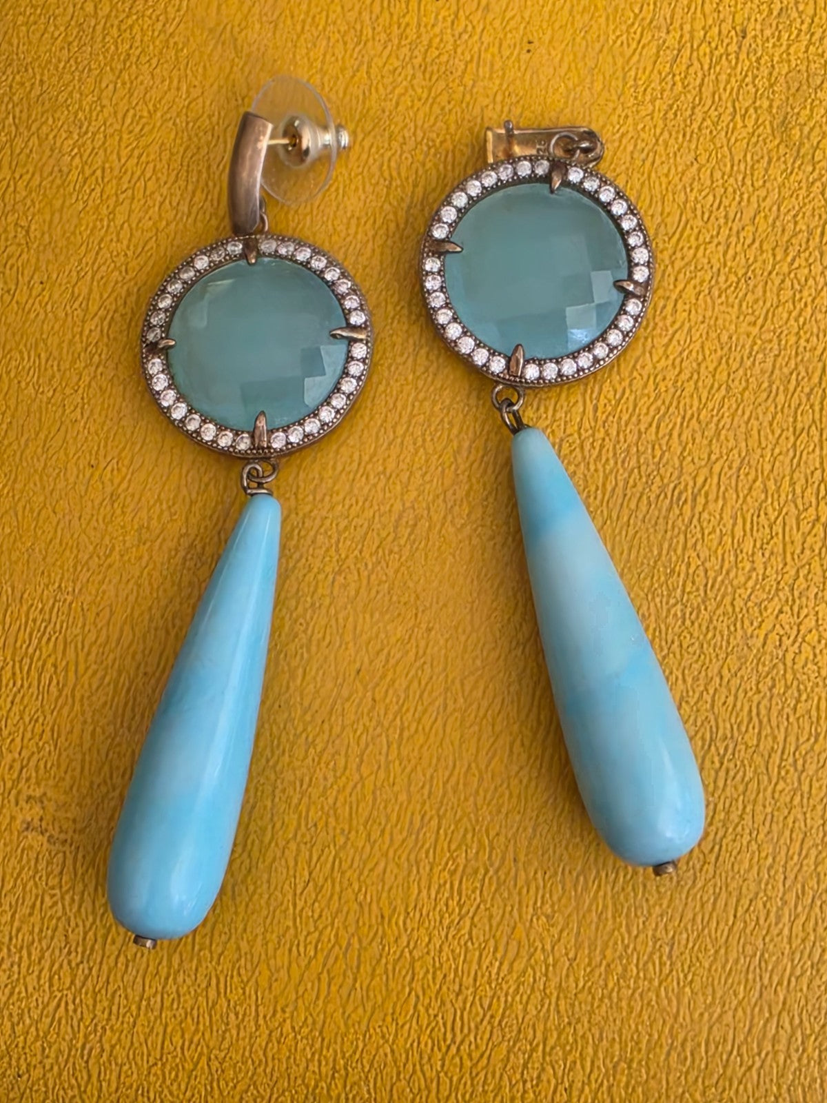 Pendientes Largos De Pata De Ley 925 sterling silver Tourquoise Earrings