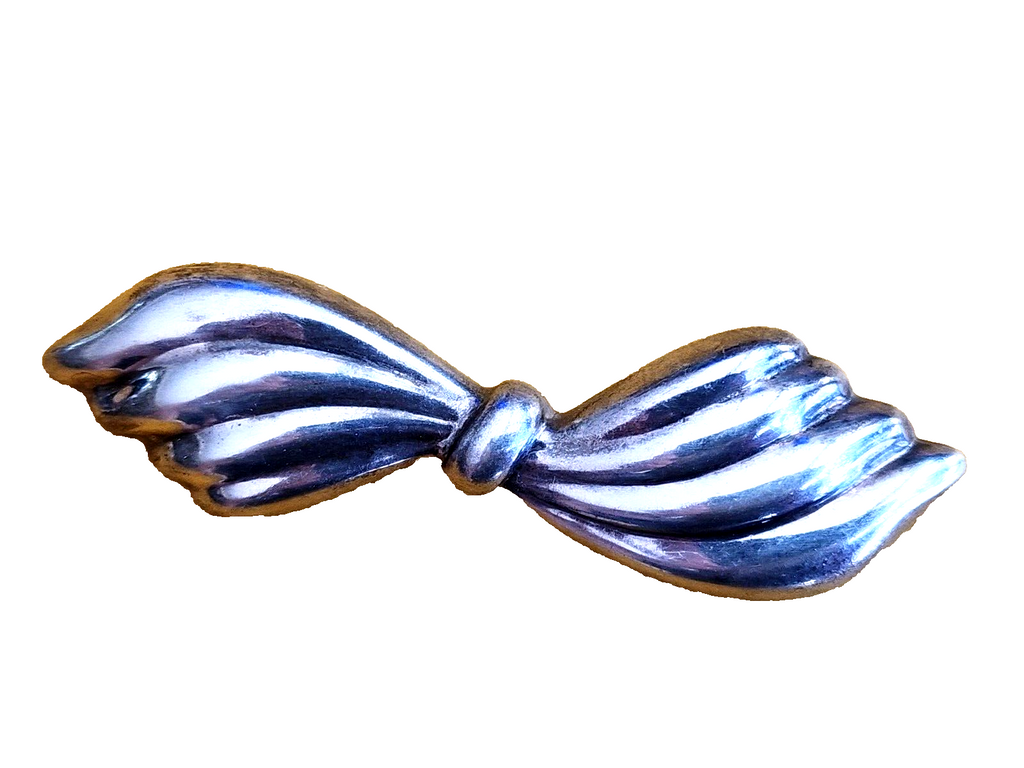 Vintage Mexico Sterling Silver Bow Designed Brooch / Pin 19.4 Grams
