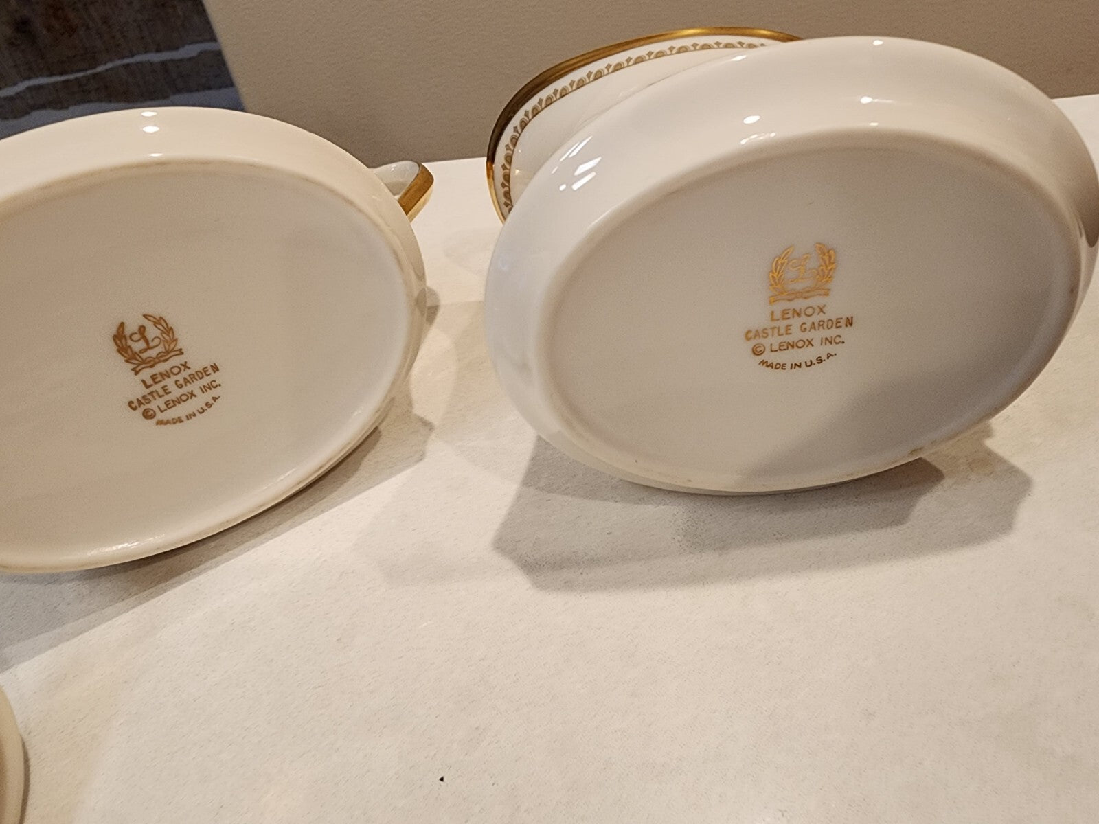 Discontinued Lenox Castle Garden Cream And Lidded Sugar
