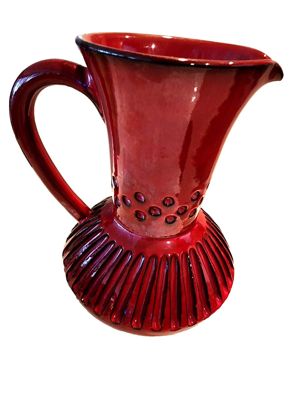 Rosenthal Netter Ceramic Pitcher Red Italian Vintage Signed with Handle 10"