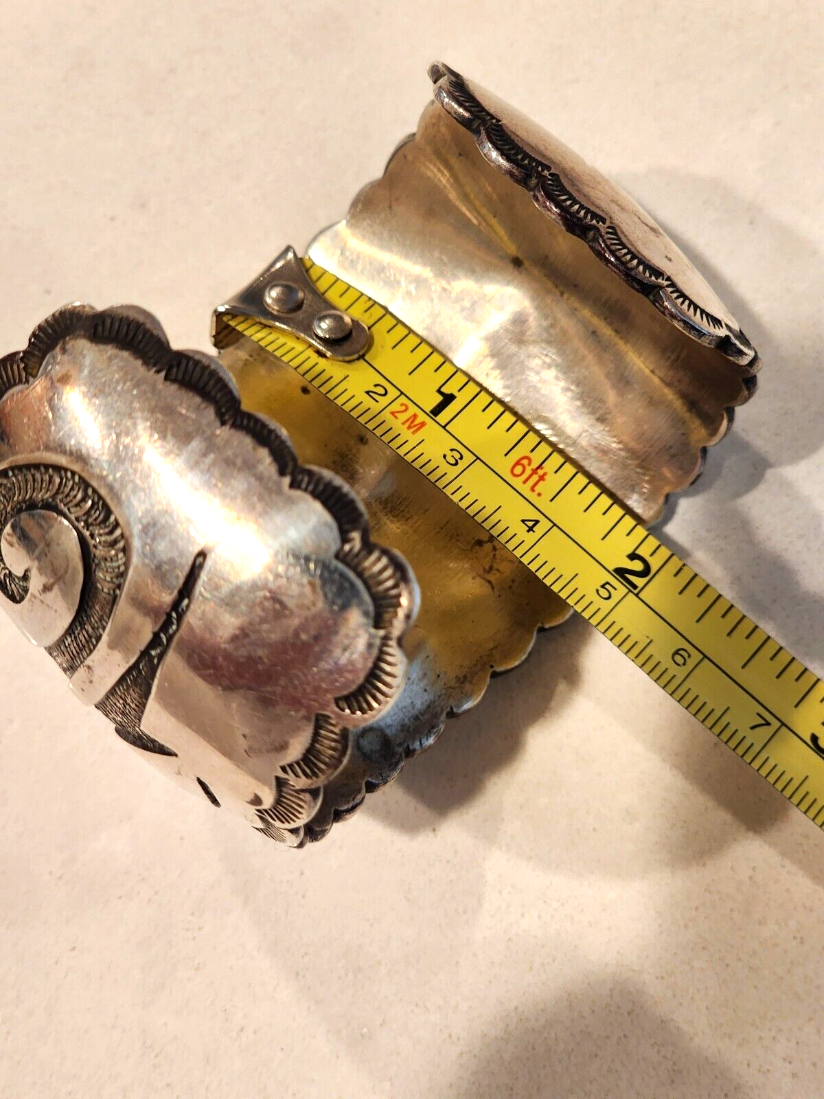 Vintage Huge Sterling Silver Cuff By Johnny Frank Navajo