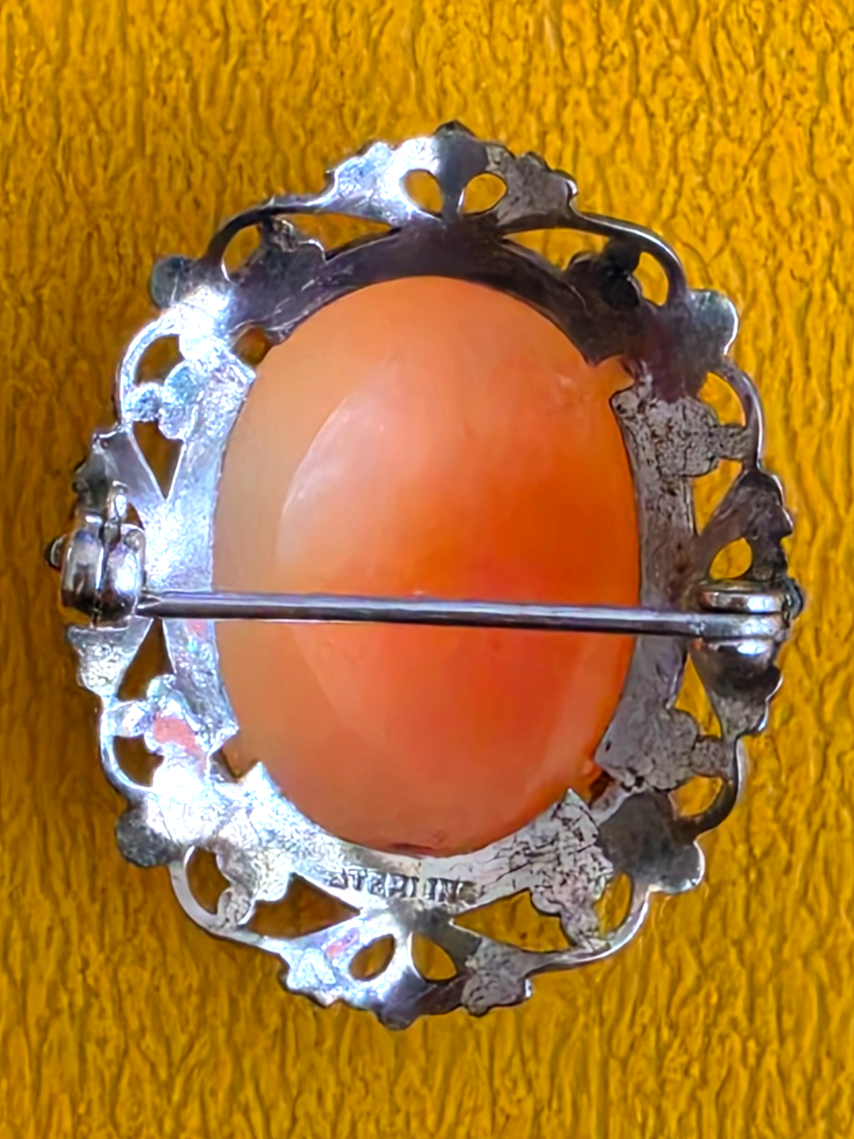 VICTORIAN SHELL CAMEO BROOCH STERLING FRAME