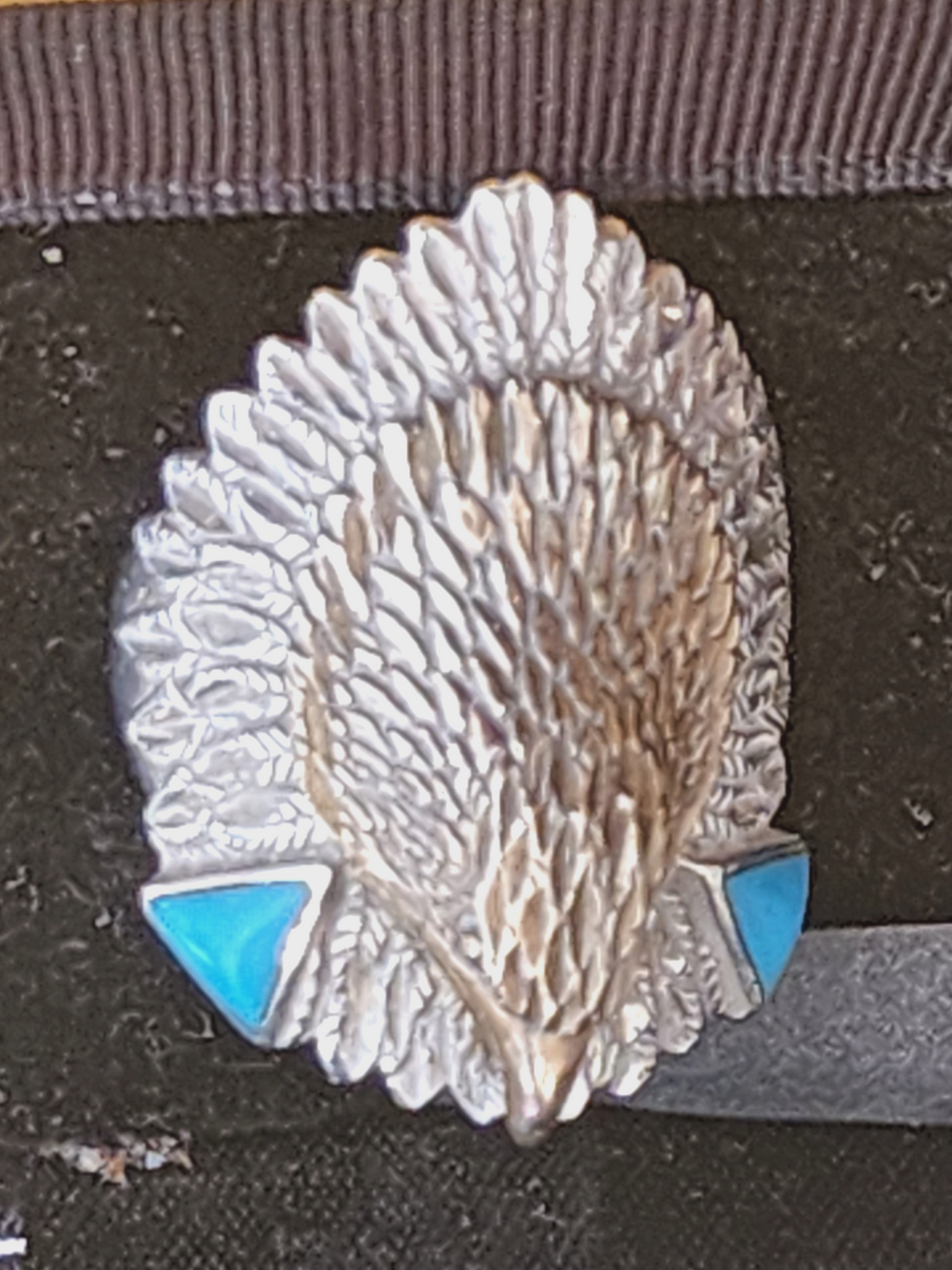 Vintage Ted Ott Sterling Silver & Turquoise Eagle Ring Size 12