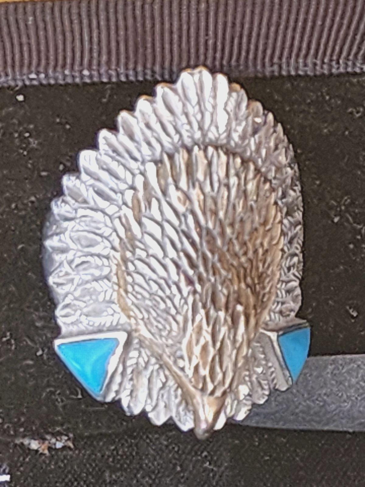 Vintage Ted Ott Sterling Silver & Turquoise Eagle Ring Size 12