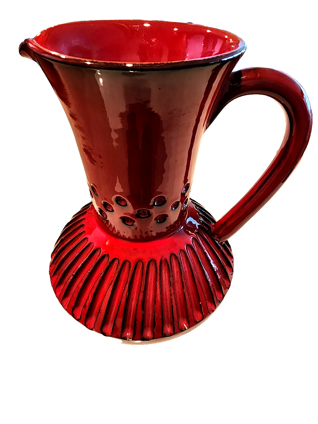 Rosenthal Netter Ceramic Pitcher Red Italian Vintage Signed with Handle 10"