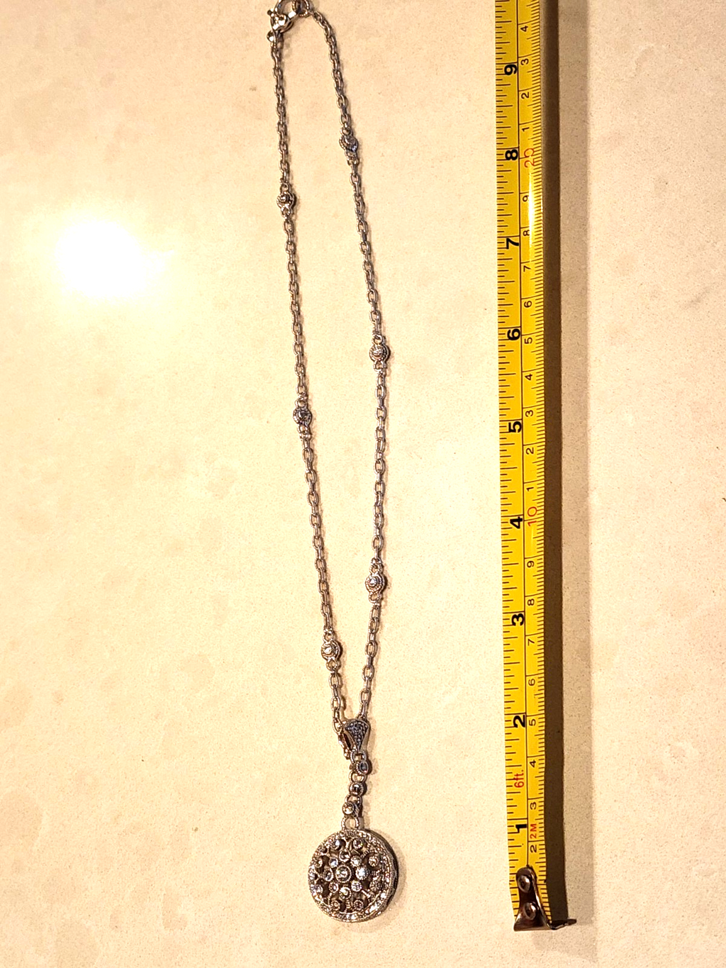 Judith Ripka Diamonique Sterling Silver Drop Pendant Necklace