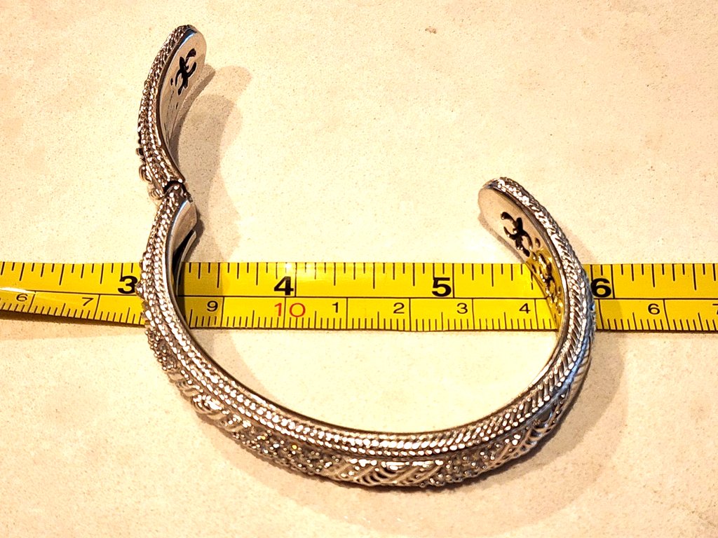Judith Ripka Jewelry Sterling Silver CZ Cubic Zirconia Cable Cuff Bracelet