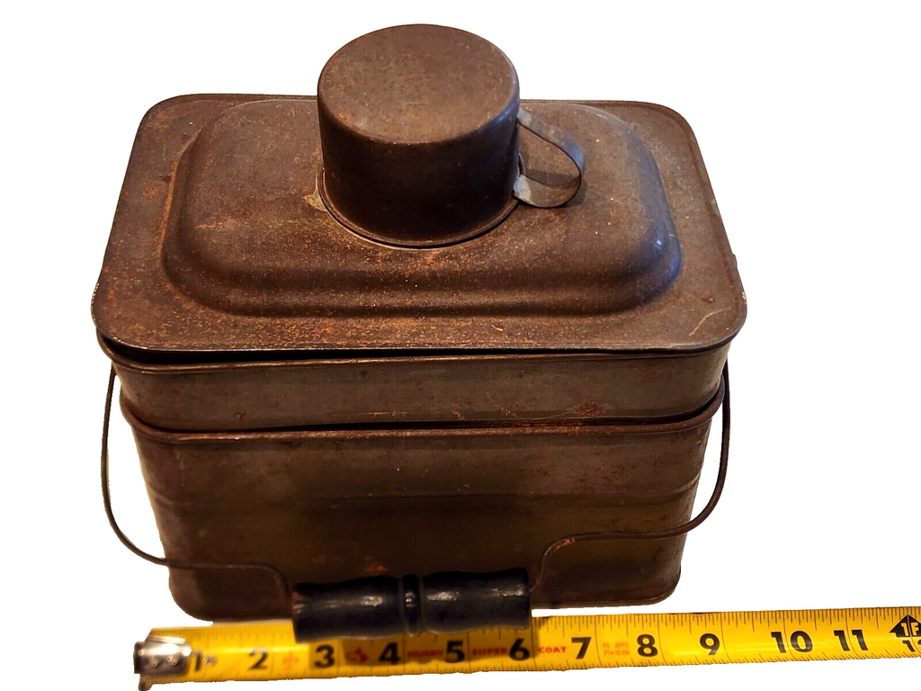 Antique Miners Railroad Metal Lunchbox Complete HTF VGC