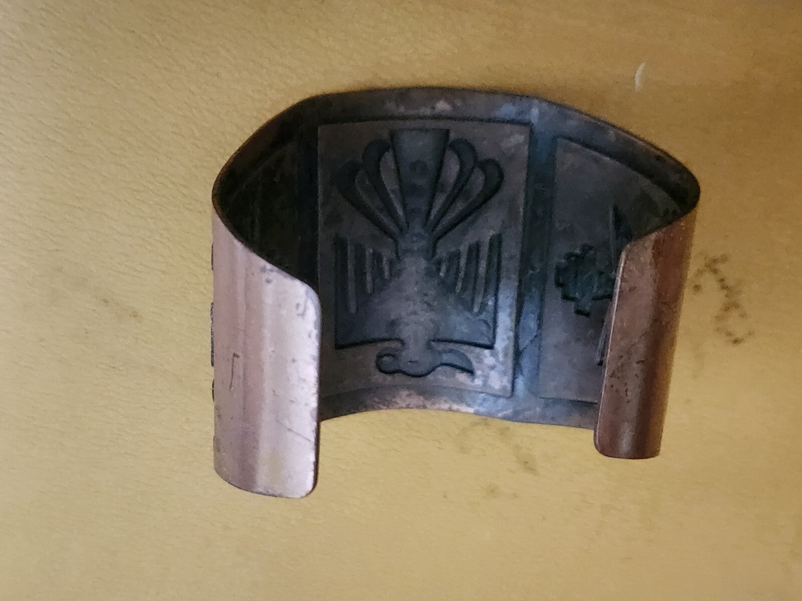 Vintage  Solid Copper Thunderbird Cuff Bracelet, 5.5in