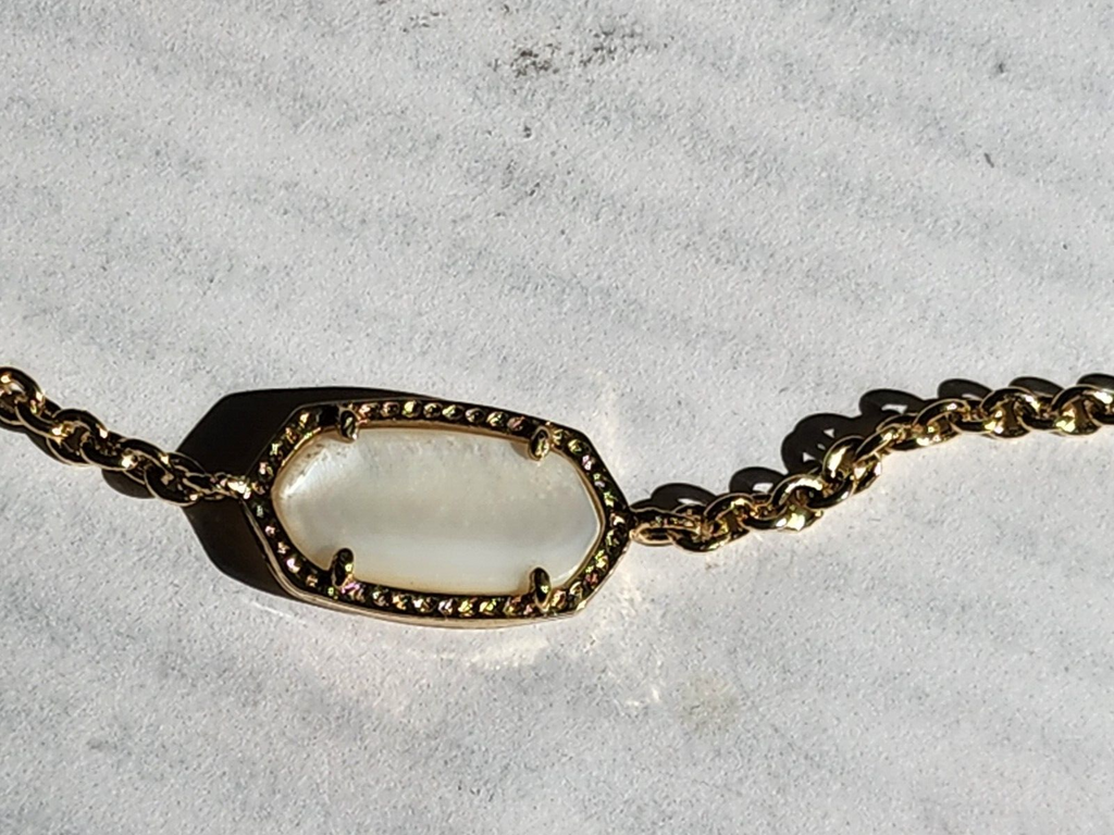 Kendra Scott Kellie Rose Gold Long Ivory Mother Of Pearl Station Necklace 38”