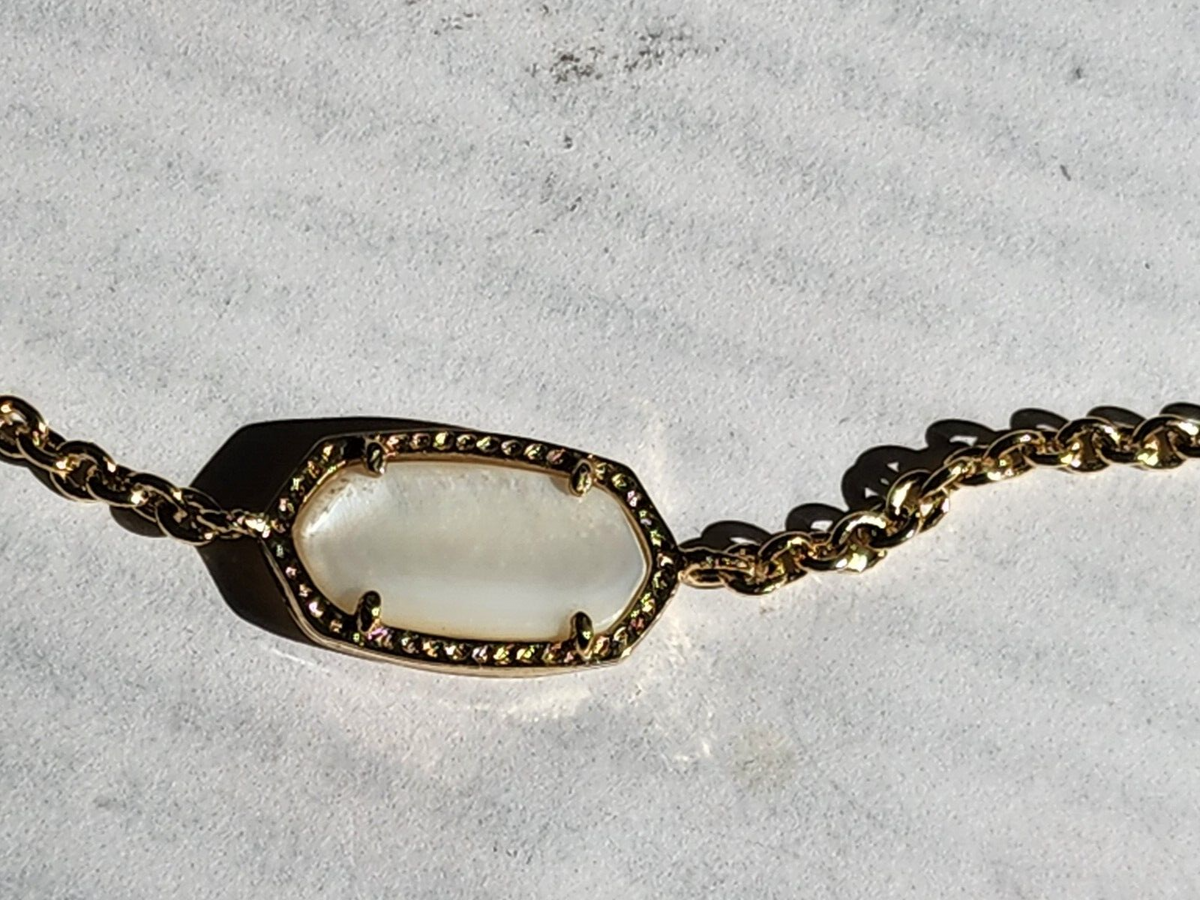 Kendra Scott Kellie Rose Gold Long Ivory Mother Of Pearl Station Necklace 38”