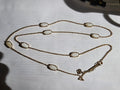 Kendra Scott Kellie Rose Gold Long Ivory Mother Of Pearl Station Necklace 38”