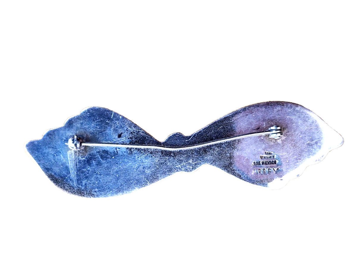 Vintage Mexico Sterling Silver Bow Designed Brooch / Pin 19.4 Grams