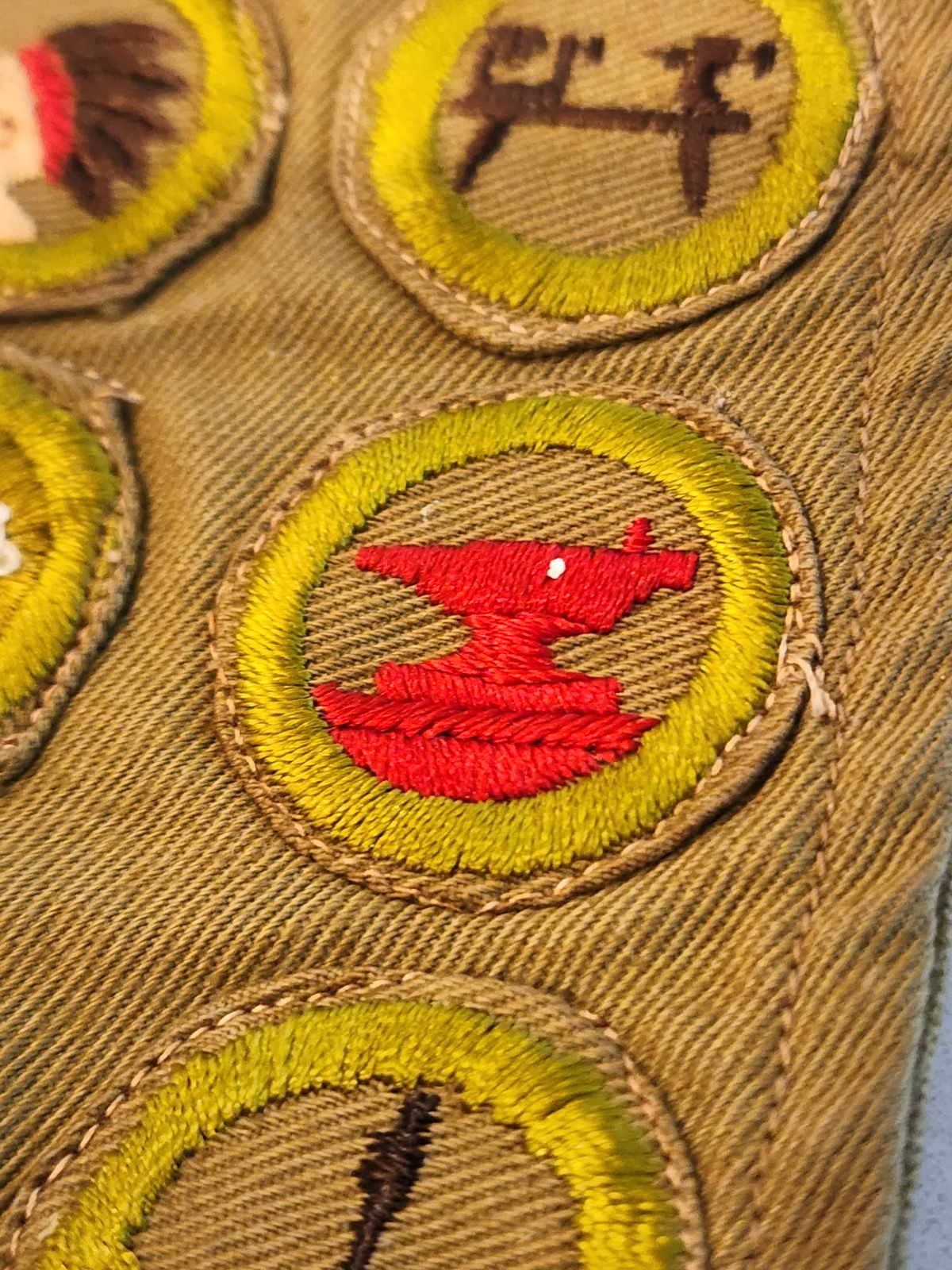 27 1940's Bot Scouts Merit Badge BSA Sash Including Blacksmithing & 6 Metals