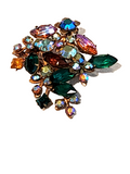 Gorgeous Regency Style Jewels Amber Swirled Italian Art Glass Brooch