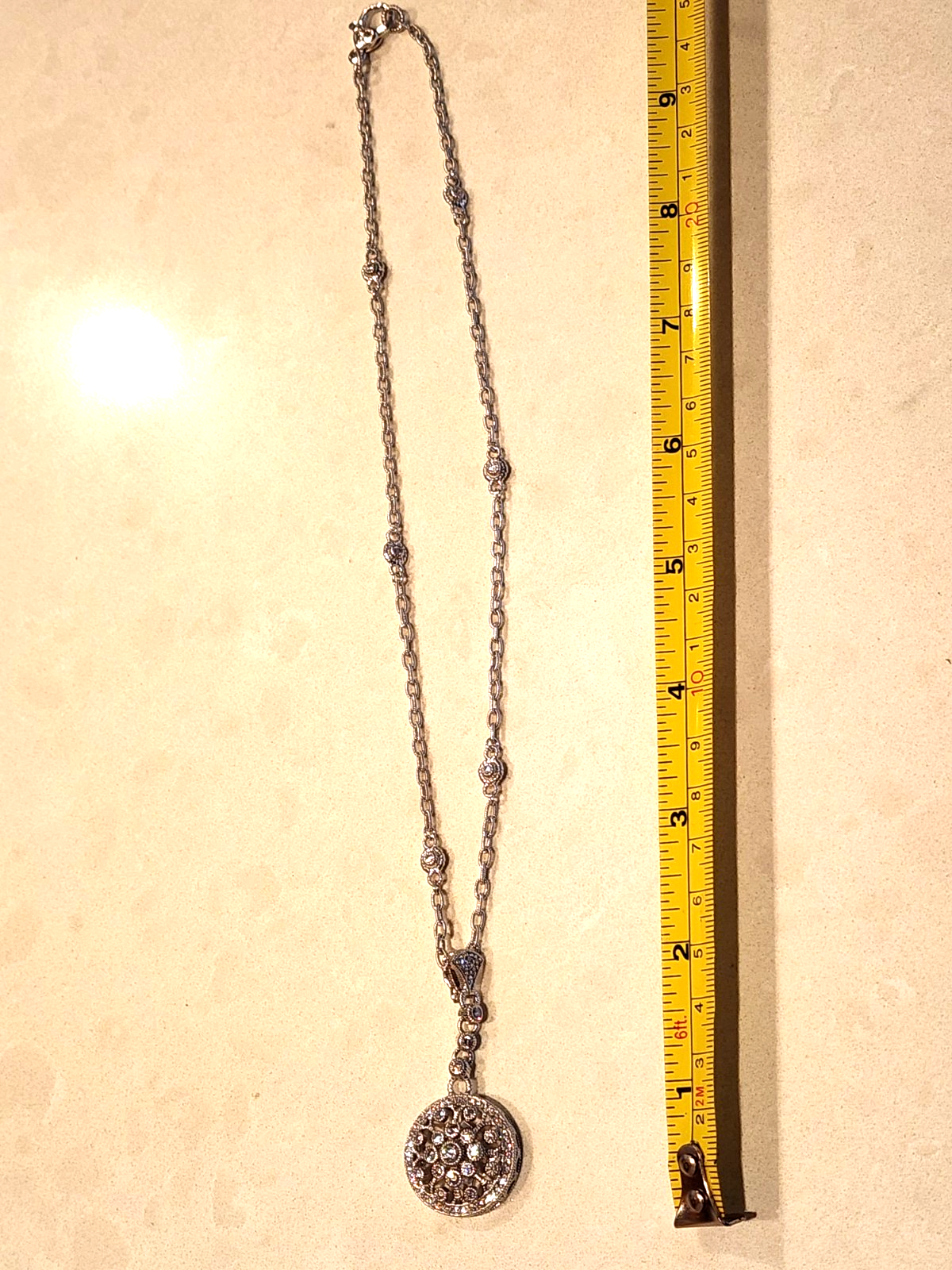 Judith Ripka Diamonique Sterling Silver Drop Pendant Necklace