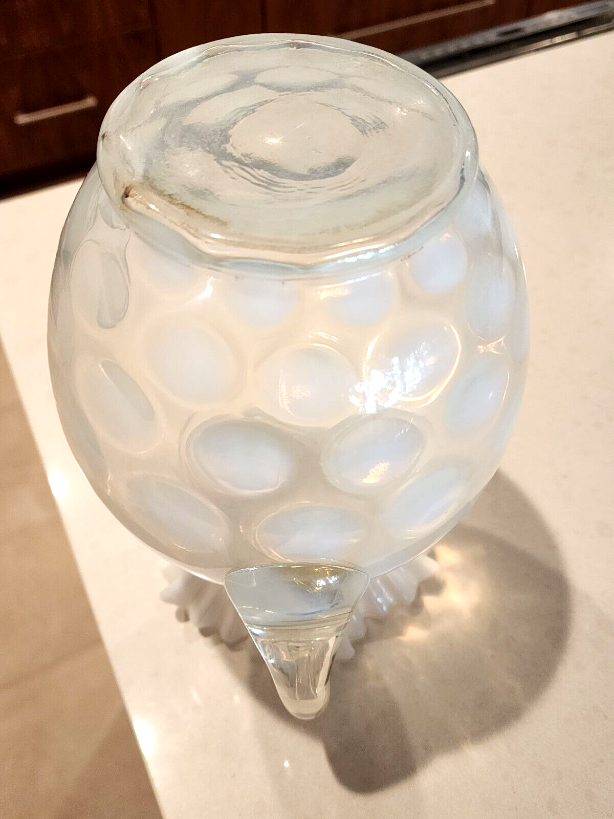 Vintage Fenton Coin Dot Opalescent Pitcher 9.5”