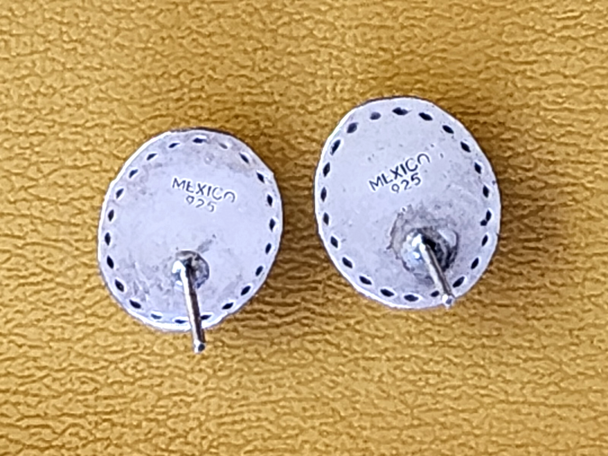 Vintage 925 Sterling Silver Pierce Earrings Mexico