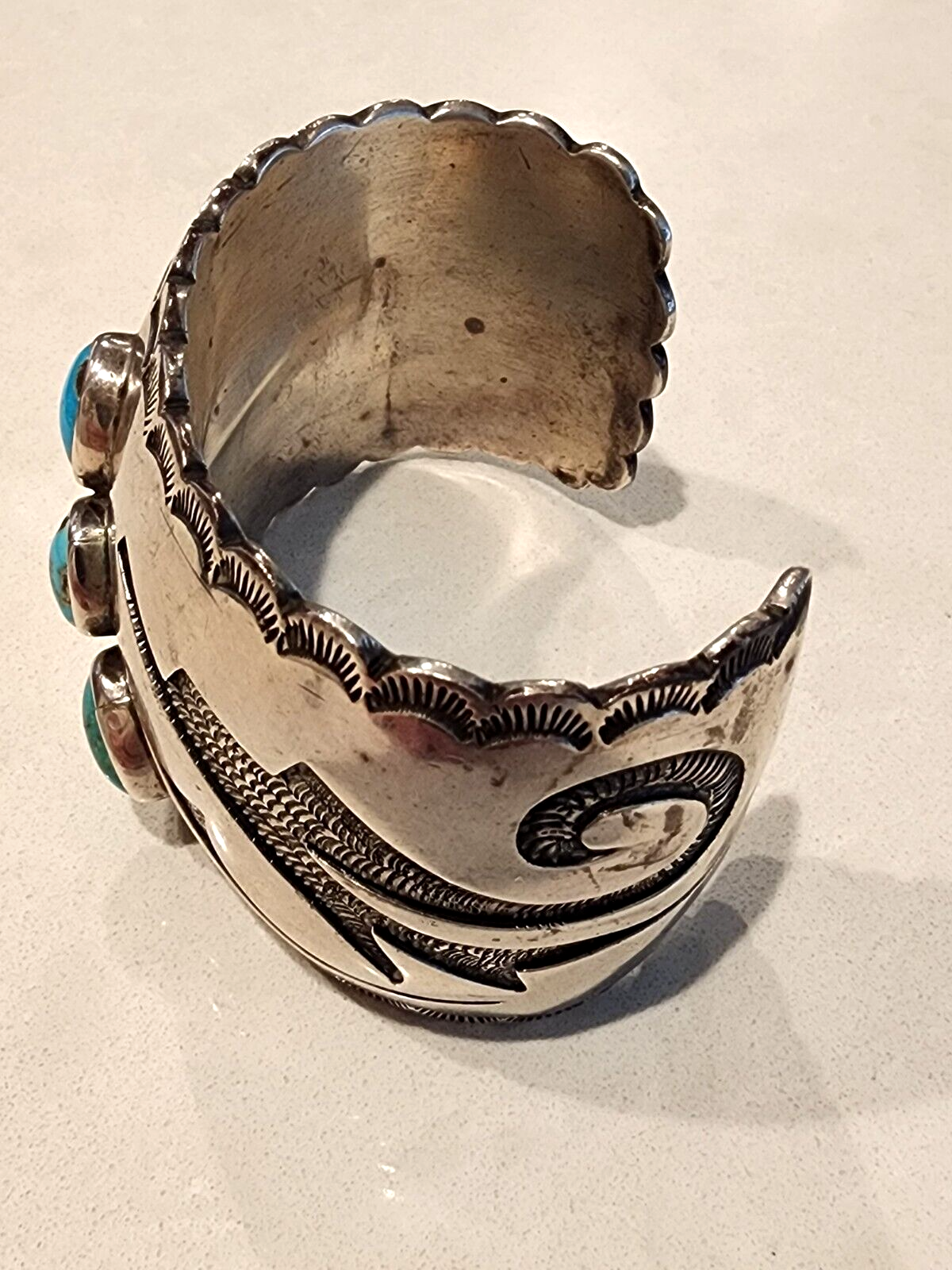 Vintage Huge Sterling Silver Cuff By Johnny Frank Navajo