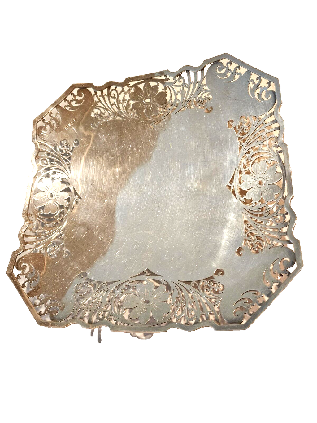 Antique Cooper Brothers & Sons Sterling Silver Floral Tray 11 Inch