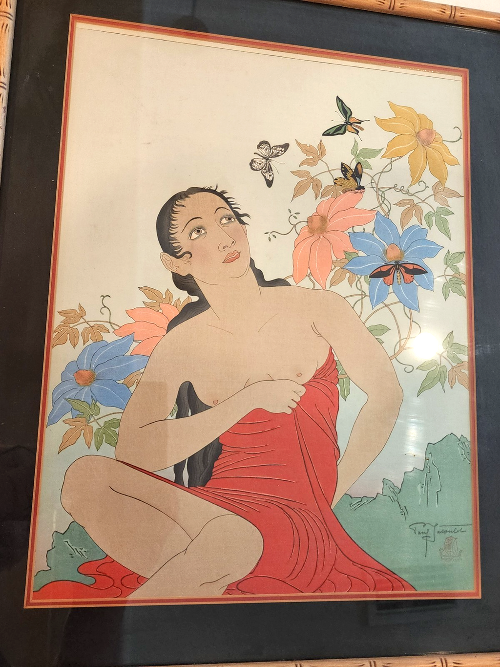 Original Paul Jacoulet Woodblock Print 1939 "LES PAPILLIONS TROPIQUES"