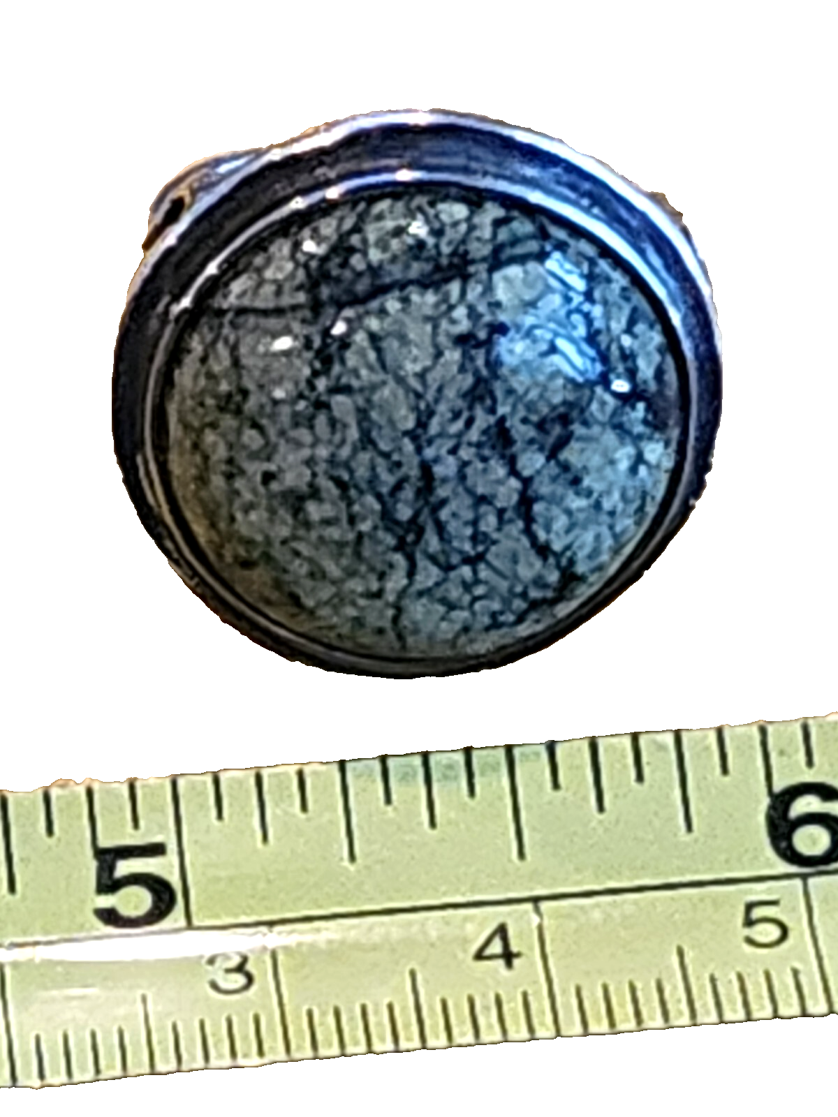 Vintage Sterling Silver Snowflake Obsidian Cabochon Ring Size 7.5