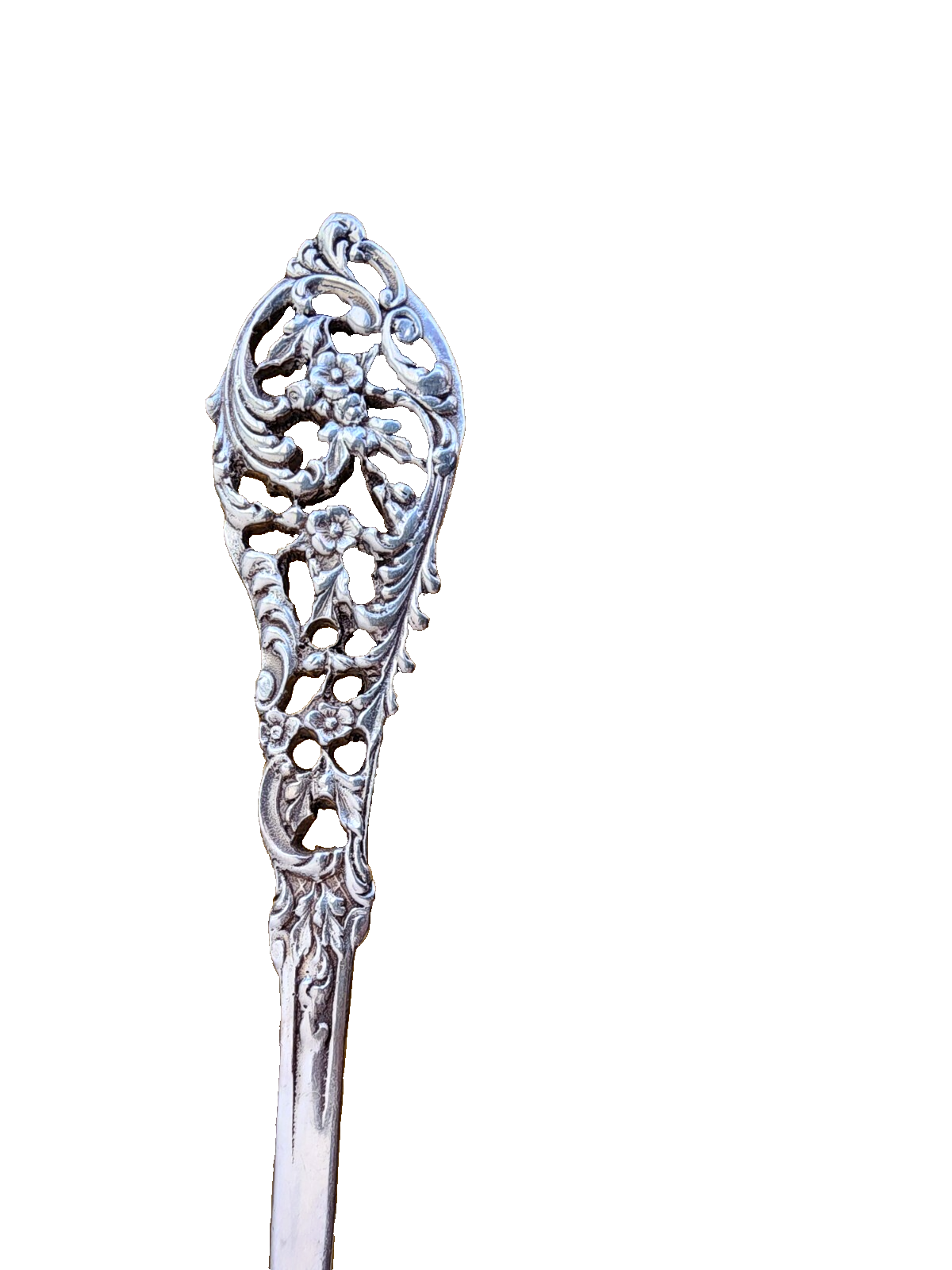 Heavy Sterling Silver Elegant Slotted Serving Spoon Excellent Condition