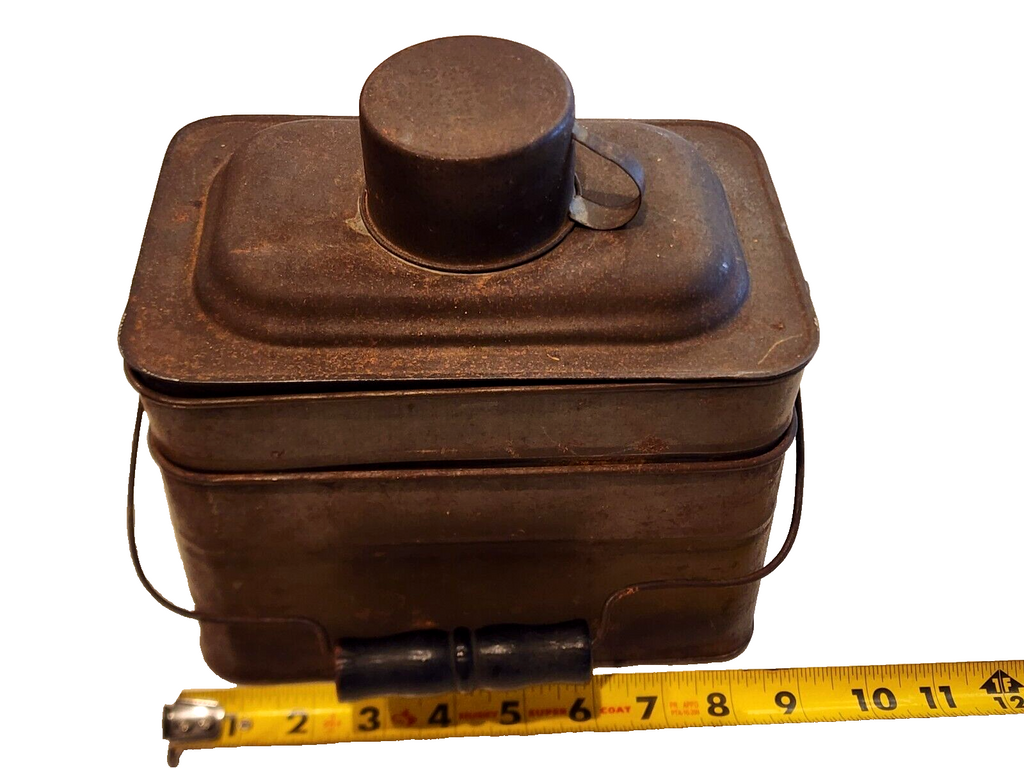 Antique Miners Railroad Metal Lunchbox Complete HTF VGC