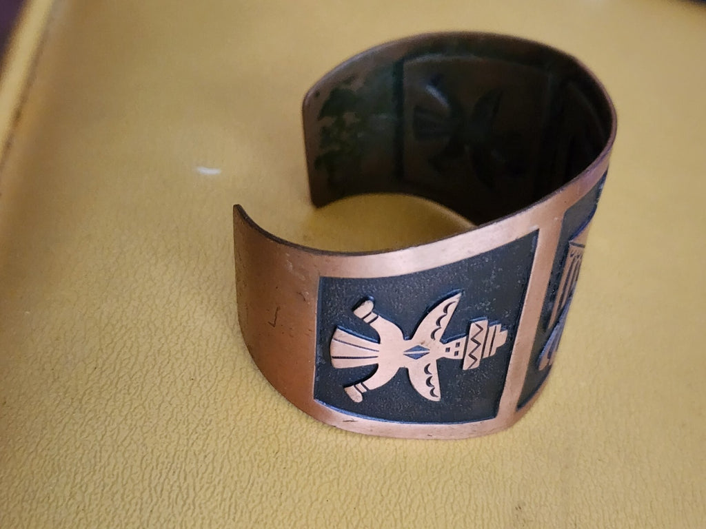 Vintage  Solid Copper Thunderbird Cuff Bracelet, 5.5in