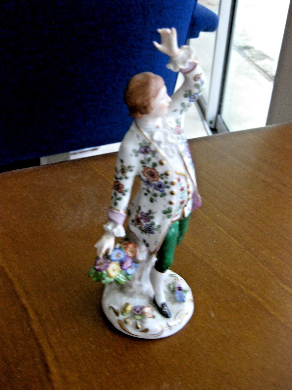 Antique Royal Vienna Porcelain Figurine Man Waving 7 1/4"
