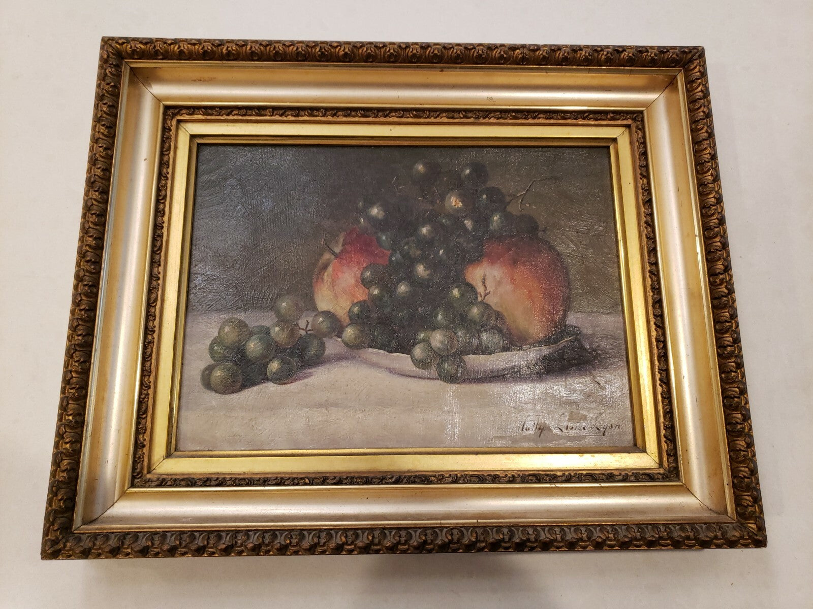 Antique Hally Louise Lyon Hand Painted Art 14 x 11.5"