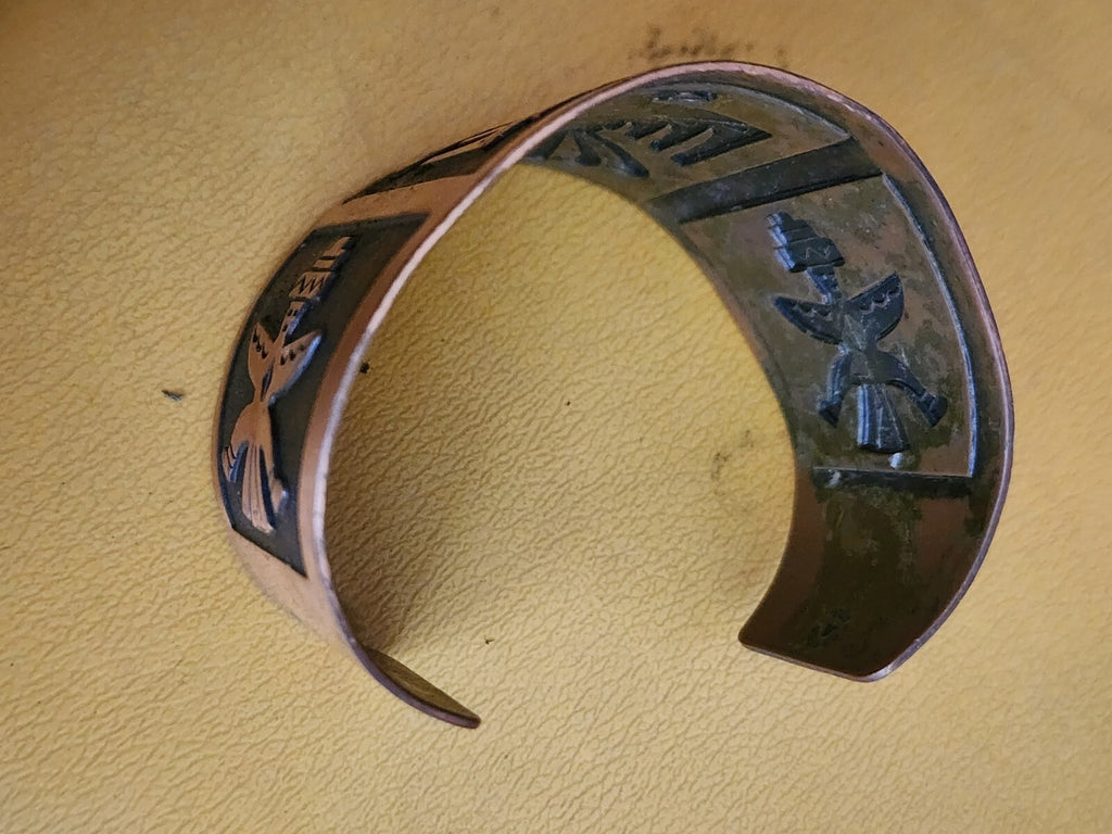 Vintage  Solid Copper Thunderbird Cuff Bracelet, 5.5in