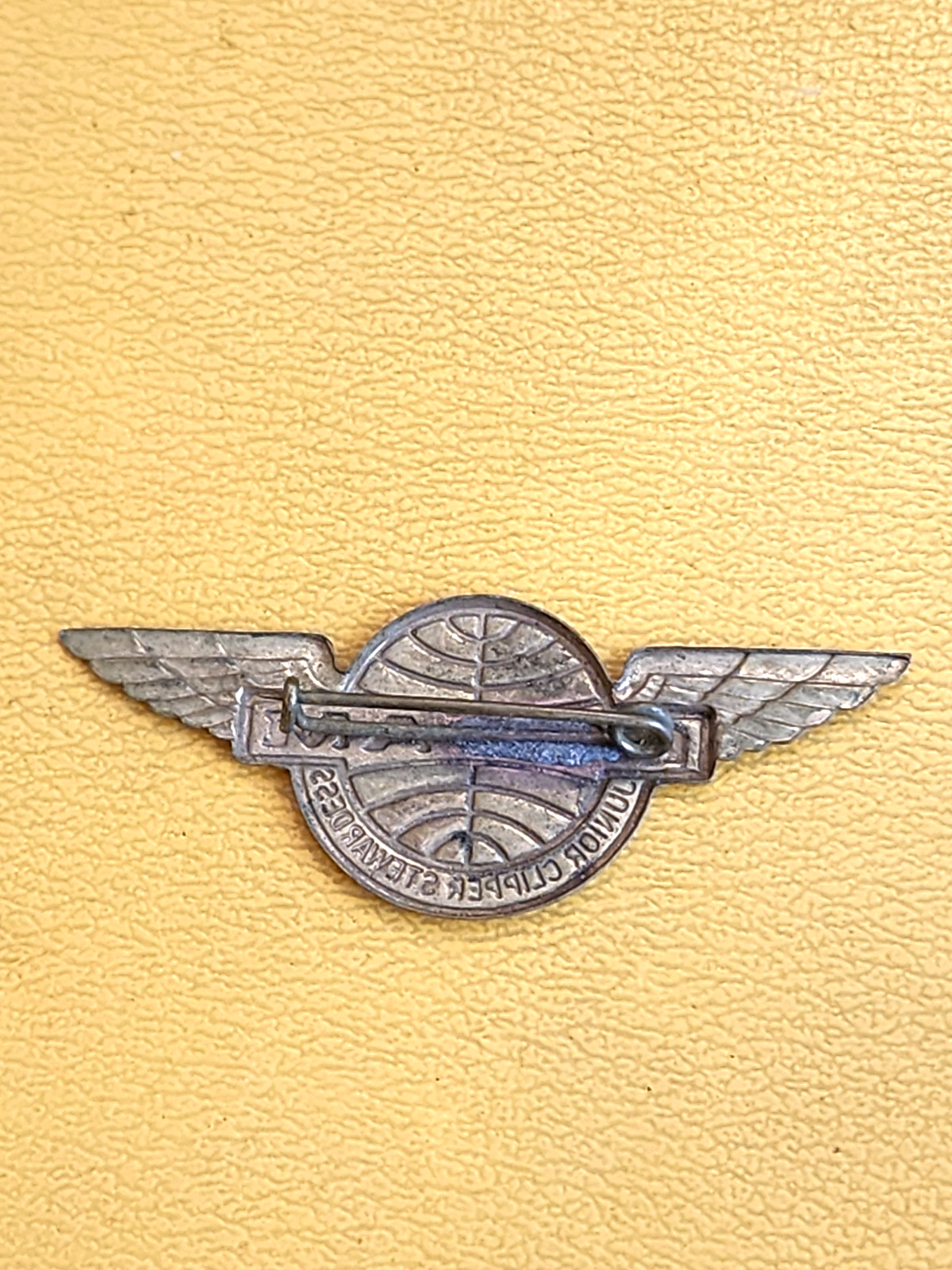 Vtg Pan Am Airlines Jr Clipper Stewardess Flight Attendant Metal Wings Pin Badge