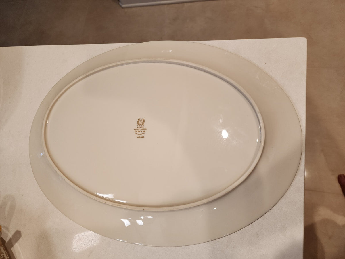 RARE! DISCONTINUED LENOX CHINA CASTLE GARDEN PATTERN 16 3/8" OVAL PLATTER NEW