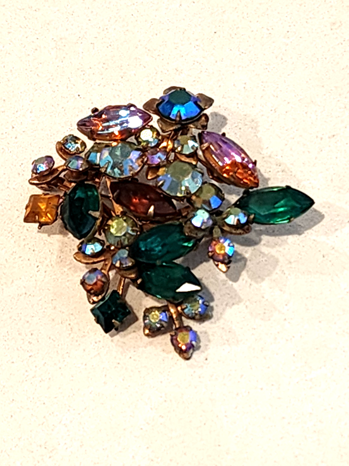 Gorgeous Regency Style Jewels Amber Swirled Italian Art Glass Brooch