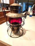 Vintage Adam's and Westlake Pennsylvania Railroad Lantern Stamped Red Globe