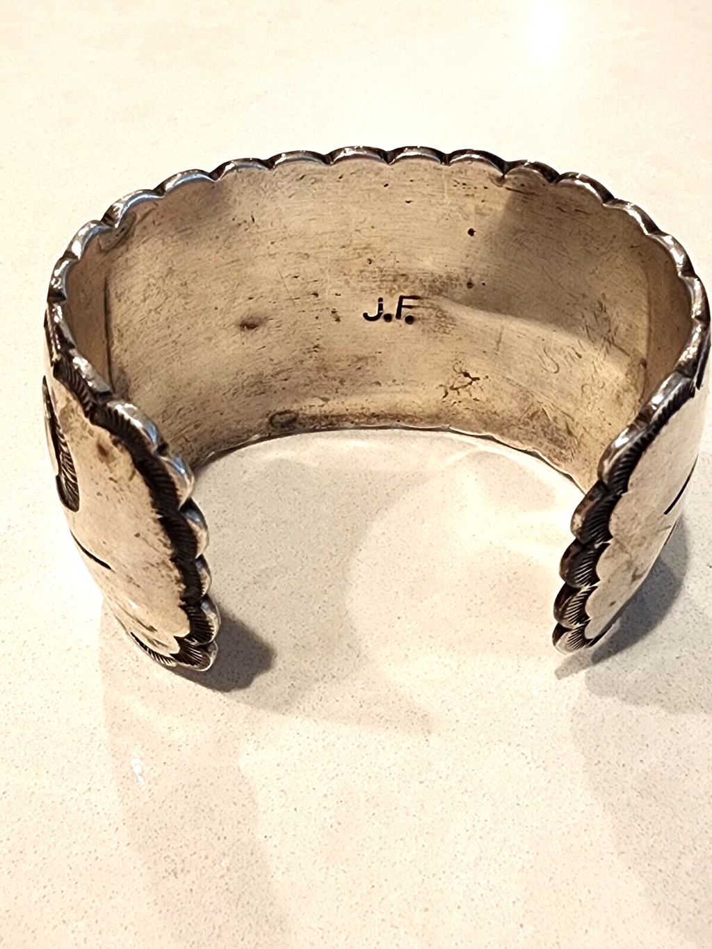 Vintage Huge Sterling Silver Cuff By Johnny Frank Navajo