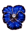Enormous Metallic Blue E. Pearl Signed Vintage Figural Flower Brooch