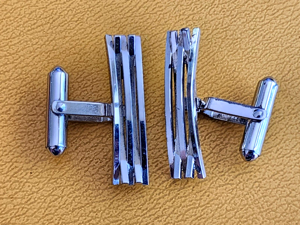 Midcentury Sterling SCufflinks Bar Men's Accessories Suit Business Formal