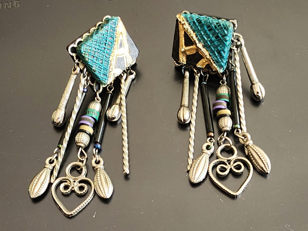 Midcentry Clip On Funky Retro Earrings