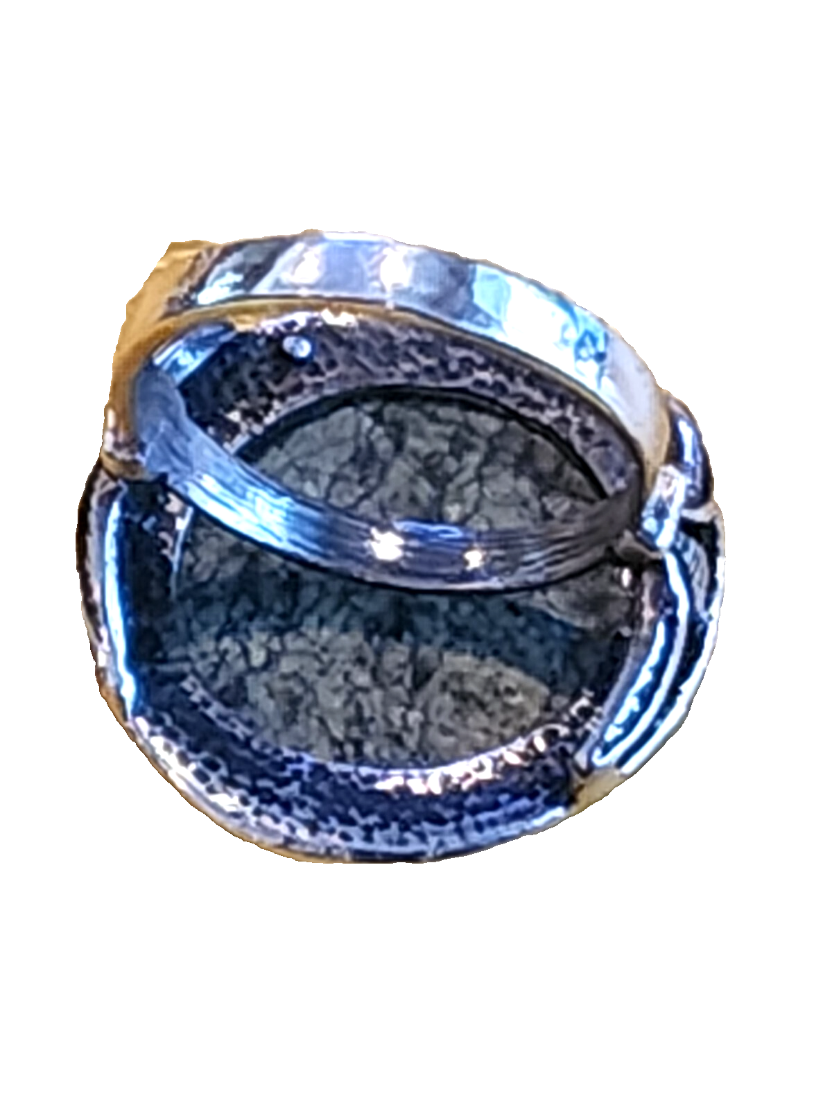 Vintage Sterling Silver Snowflake Obsidian Cabochon Ring Size 7.5