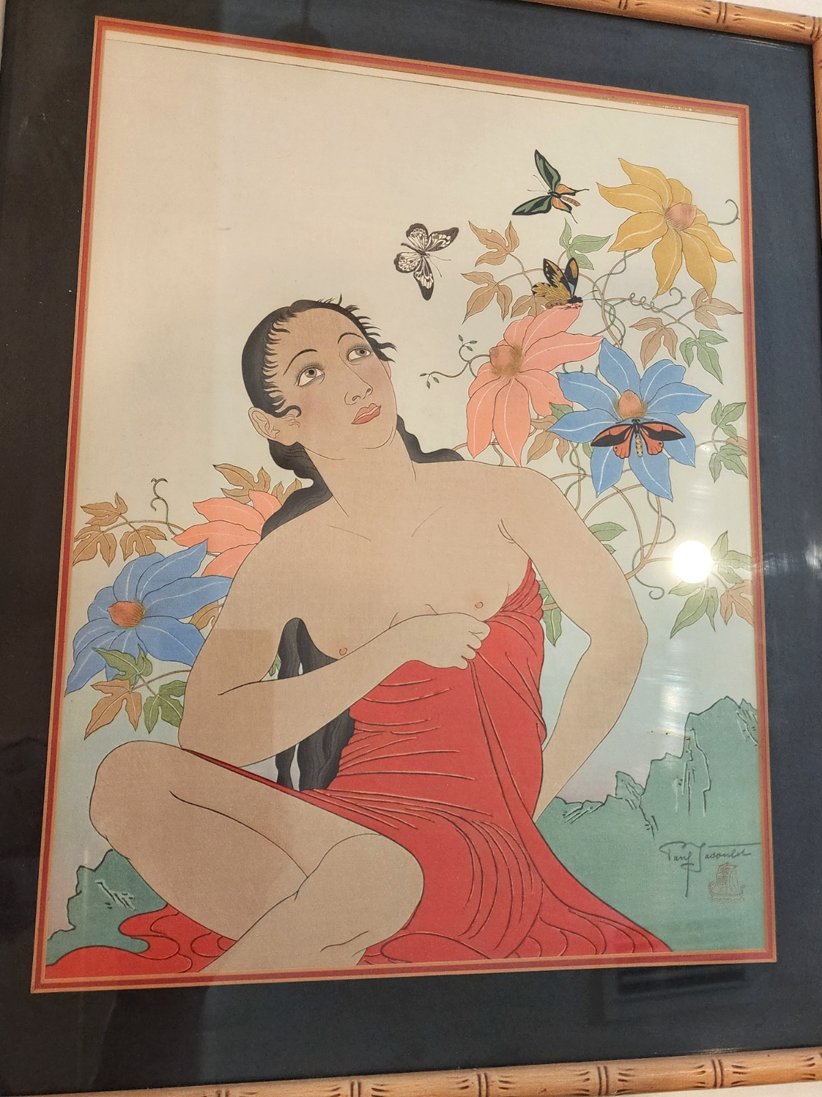 Original Paul Jacoulet Woodblock Print 1939 "LES PAPILLIONS TROPIQUES"